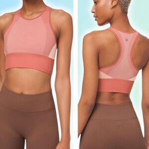LULULEMON Ebb to Train Bra Abstract Sz 8 Copper Clay / Angel Wing